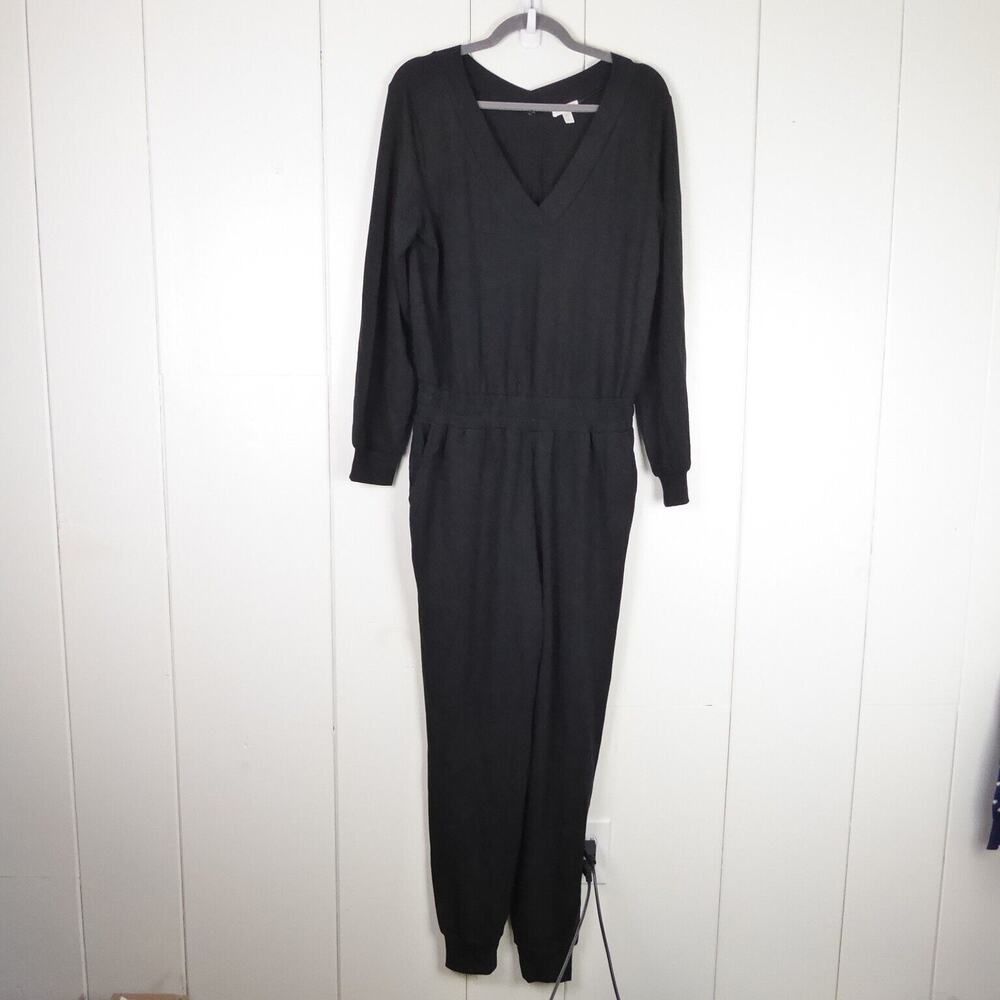 Garnet Hill Jumpsuit Womens SZ S Jersey Knit Long‎ Sleebe Elastic Waist Casual